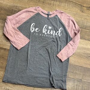 Gray and Pink 'Be Kind' Long Sleeve Shirt